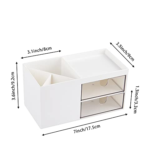 LETURE-Office-Desk-Organizer-with-drawer-Office-Supplies-and-Desk-Accessories-Business-CardPenPencilMobile-PhoneStationery-Holder-Storage-Box-White