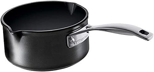 Le Creuset Toughened Non-Stick 16cm Milk Pan w/ 2 Pouring spouts, Aluminium, 51109160010002 , Black