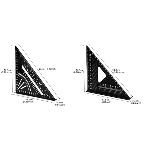Règle triangulaire en métal robuste avec outil de mesure de charpente