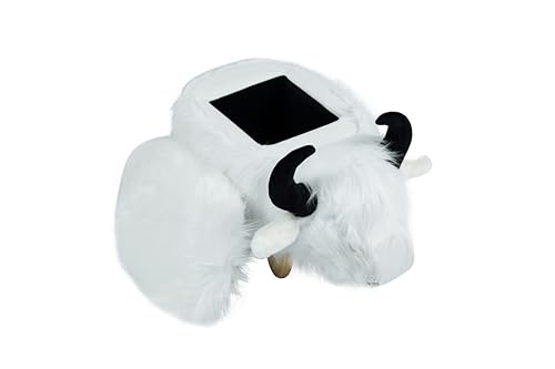 Home 2 Office Harry The Cow Ottoman with Storage for Bedroom Playroom or Recreation Room Decor Soft Animal-Shaped Furniture with Wooden Legs White