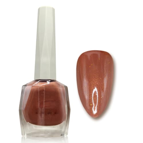 Glitter Nail Polish Oranre Nail Varnish, Quick Dry Nail Polish No UV Lamp Curing, Long Lasting, Chip Resistant, Non-Toxic, Quick Drying, At Home & Salon Manicure (11#Ginger)