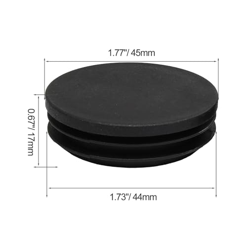 Image of Hordion 8 Pcs 45mm (1 3 /4 inch) Round Plastic Plugs, Tubing End Cap Black Insert End Caps Floor Protector for 1 1 /2 inch to 1 11 /16 inch ID Metal Tube Pipe Post Chairs Furniture
