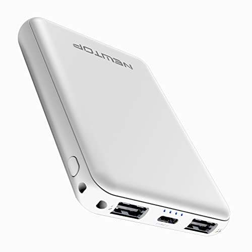 N NEWTOP PB31 Power Bank 2.1A Doppia Ricarica Veloce USB Caricabatterie Tascabile Universale 5000mAh per Bagaglio Mano Batteria Esterna per Cellulari Smartphone Samsung Oppo Huawei Xiaomi (Bianco)