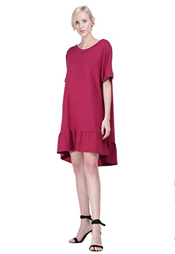 Vestido Curto Amazonia Vital Amplo Babado Amaranto Cor:Vermelho;Gênero:Feminino;Tamanho::G