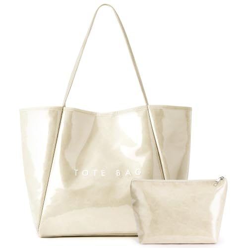 Image of KALIDI PVC Tote Bag Women Large Kraft Paper Travel Beach Bag Jelly Purses
