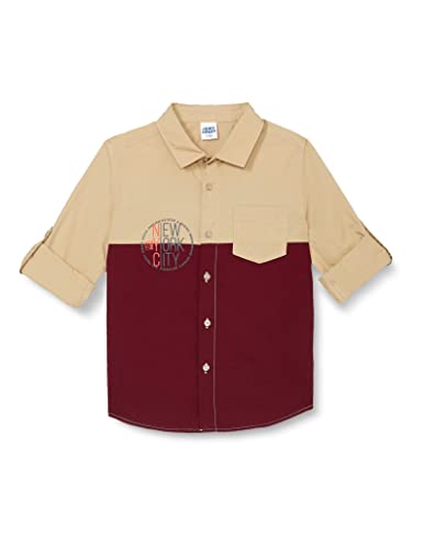 Image of Amazon Brand - Jam & Honey Boy's Regular Fit Shirt (JH-BST-SH-35 Maroon 2 8 9 Years)