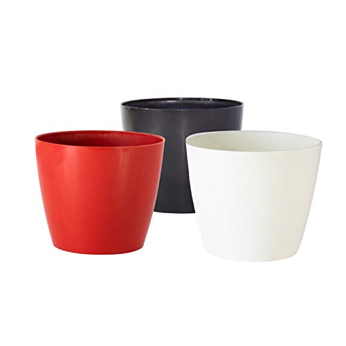 Greenium Super Classy Round Fibre Pot Combo (3 Pots) White,Red, Black