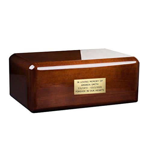 Remember Forever Adult Cremation Urn for Ashes Unique Memorial Funeral urn for Human Ashes Cremation Casket URN WU52B (Brown/Plain/Memorial Plaque)
