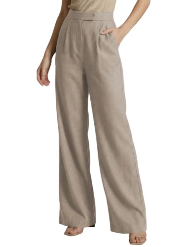 Image of Leriya Fashion Women Relaxed Fit Wide Leg Trousers | Malai Cottage Clip Closure Wide Leg Pants for Women | Casual Straight Lounge Pants with Pockets | Stylish Everyday Office Outfit Bottom Pant