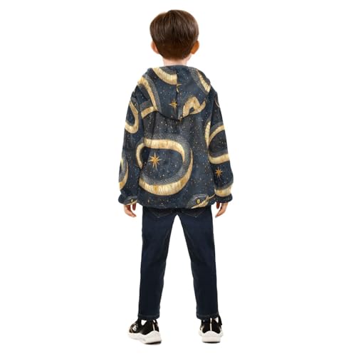 Snakes and Stars Toddler Fleece Jacket Girl Boys Hooded Fleece Jacket Coat Warm Outwear Zip-up 3-10T4