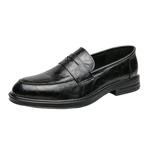 New Men Black Shoes Dress Shoes Loafers Casual Leather for Fashion Trend Luxury Male British Style Slip on Shoes - Main Image