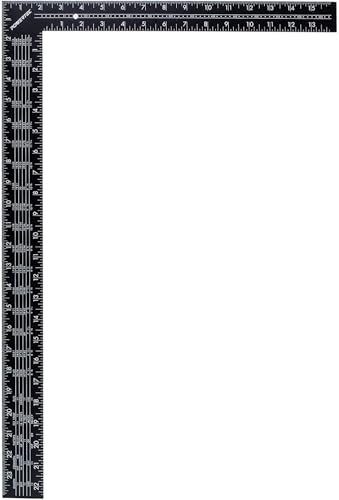 POWERTEC Framing Square, 16 x 24 Inch Steel Carpenter Square with Rafter Tables, Framing Tools & Right Angle Ruler for Carpenter, Woodworking, Construction (80008)