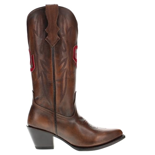 Vaccari Women's Chelsie Genuine Leather NCAA League Embroidery Pointed Toe Cowgirl Boots3