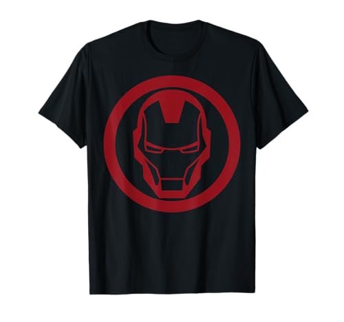 Iron Man Red Dropped Tonal Face Emblem Graphic T-Shirt T-Shirt