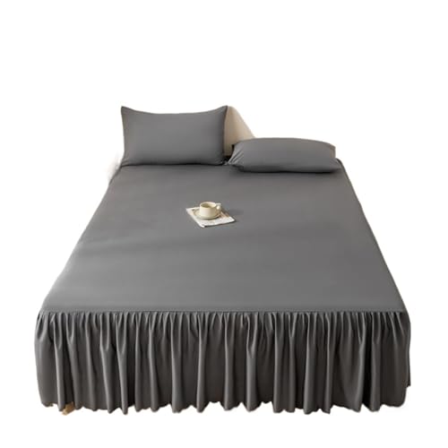 Falda de Cama Cubrecamas de color sólido, falda de cama cepillada, ropa de cama transpirable, fundas de cama tamaño individual, queen, king y king (sin funda de almohada)(Shenhui,King 180x200cm 1pc)