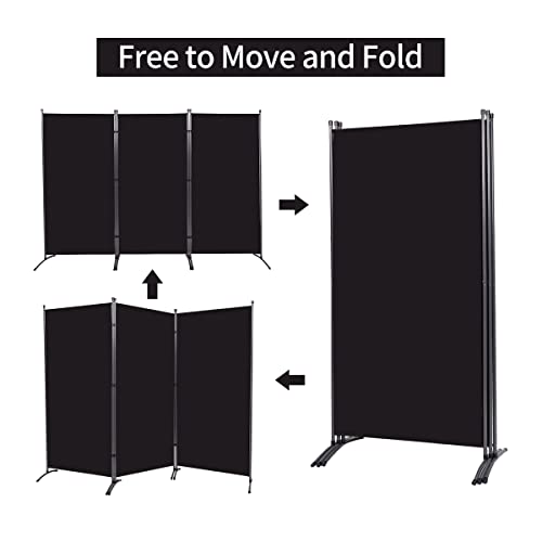 3 Panel Folding Room Divider, 102" Wx71.3 H Portable Privacy Screen,Black by JVVMNJLK - Used condition - Image 9