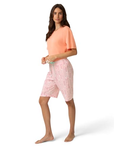 Image of HUE Women's Summer Vacation Pajama Separates, Soft, Whimsical Print Pjs with Tropical Beach Themes, Flip Flops, Cocktails