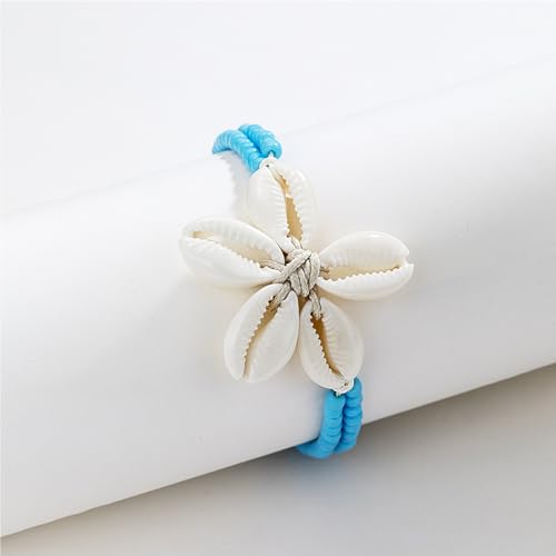 Image of Atiptu Natural Shell Anklets for Women Boho Beaded Ankle Bracelets Cowrie Shells Flower Waterproof Beach Vacation Foot Jewelry