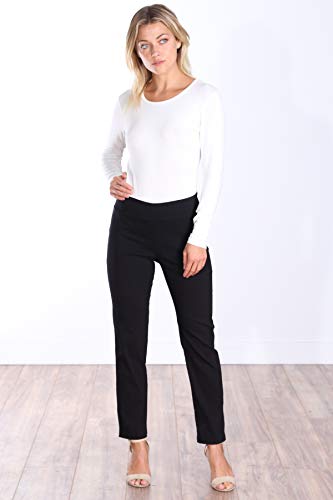 Popana Womens Stretch Pull On Dress Pants Ankle Length Work Casual - Made in USA X-Large Black3