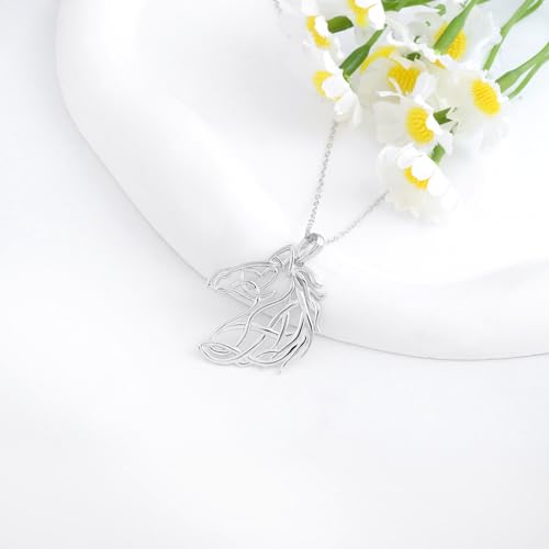 Horse Necklace for Horses Lovers - 925 Sterling Silver Western Animal Pendant Chain Viking Jewelry Irish Gifts for Equestrian Lovers4
