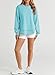 EVALESS Oversized Sweatshirt for Women 2025 Fall Trendy Ladies Lightweight Comfort Colors Crewneck Sweatshirts Casual Long Sleeve Side Split Tunic Tops Womens Fashion Sky Blue X-Large