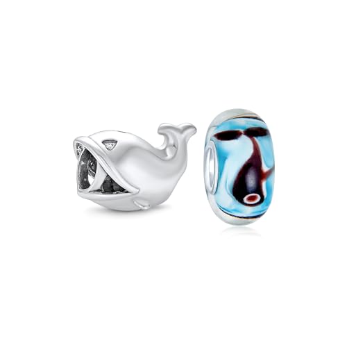 Cuentas de ballena de plata de ley .925 y vidrio de murano para pulsera