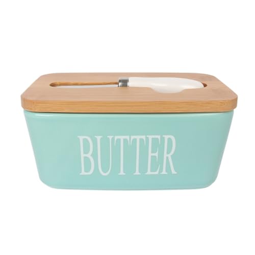 Fiegcit バターカッター 覆われたバターケース バター収納ボックス 冷蔵庫でそのまま保存 クリア バターカッティングケース エコ素材 サステナブル バターナイフ付き バター収納 バター貯蔵 食品容器 保存容器 バター コンテナ 食器を焼く (グリーン