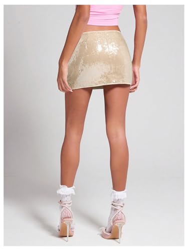 SOLY HUX Women's Sequin Mini Skirt Sparkly Low Rise Bodycon Skirts Going Out Party Clubwear2