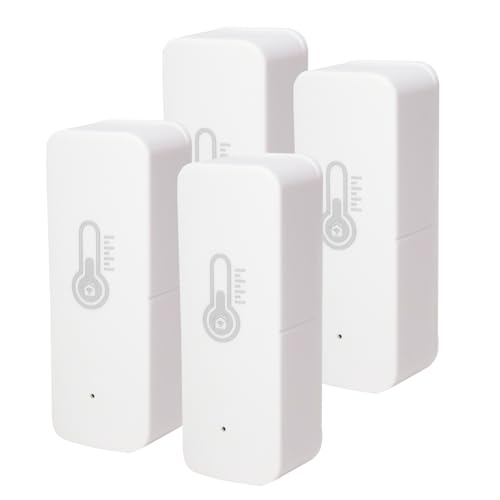 LED ATOMANT Pack 4x Termometro Higrometro Sensor de Temperatura y Humedad WIFI, Uso en Interior y Exterior, Control por App Smart Life, Compatible con Alexa y Google Home