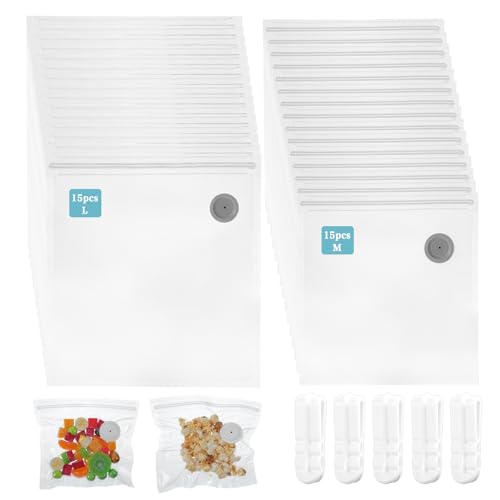 Afcabakila Reusable Vacuum Sealer Bags 30 PCS with Air Valve,