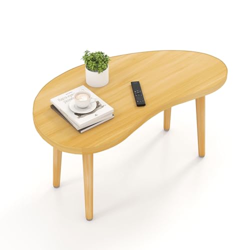Funecy Mango Coffee Table Low Table with 4 Solid Wood Sturdy Legs, Floor Table Desk for Sitting on The Floor, Storage and Living Room Furniture (Natural)