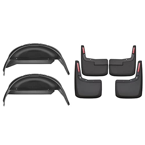 Image of Husky Liners Wheel Well Guards and Mud Guards for 2021-2024 Ford F-150 (Excludes Raptor) | Rear and Front Set - Black, 6 pc.