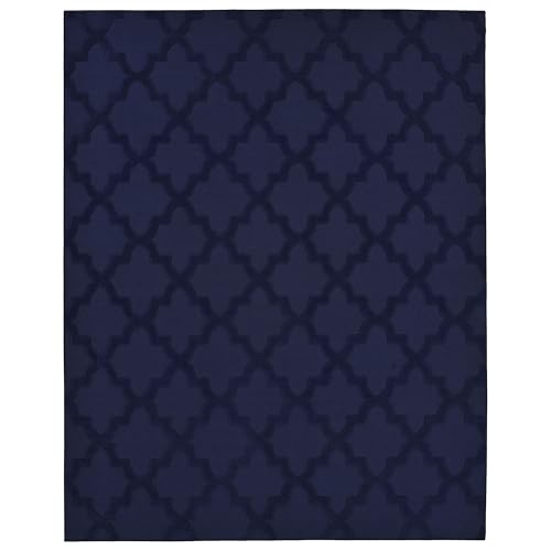 Garland Rug Quatro Navy 12' x 15' Cut-Loop Trellis Area Rug –Soft, Comfortable, Stylish & Budget-Friendly Rug in a Beautiful Solid Navy Blue