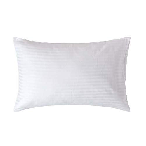 HOMESCAPES 2er-Set Damast Kissenbezug weiß 48x74 cm mit Satin-Streifen & Hotelverschluss, 100% ägyptische Baumwolle, Fadendichte 330 – Ansicht 1