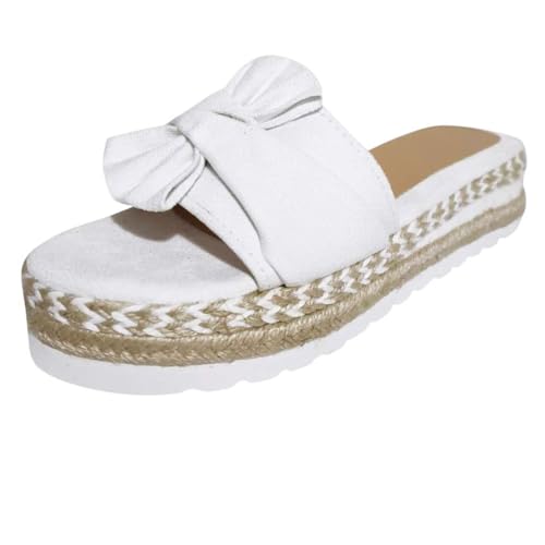 Slippers for Women Platform Sandals Open Toe Espadrilles Bow Flat Flatform Summer Wedge Casual Woman Beach Slippers Casual Summer Going Out