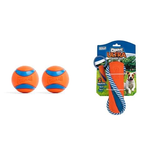 Chuckit Ultra Ball 2 5-inch Medium Dog Toy Bundle - 2 Pack Bouncy Fetch Balls 20-60 lbs with