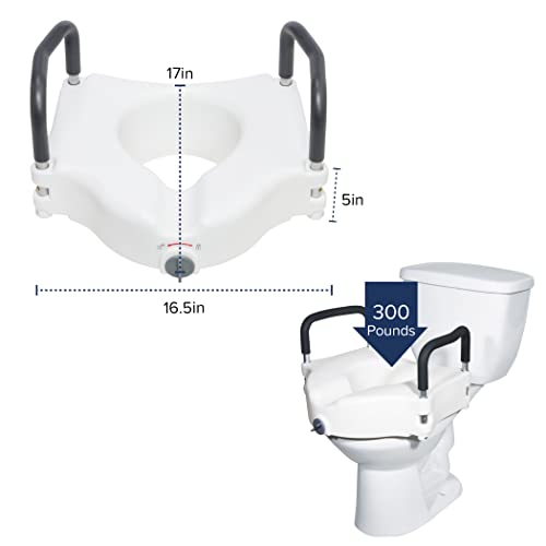 Drive Medical Rtl12027Ra 2-In-1 Raised Toilet Seat With Removable Padded Arms, Standard Seat #TOP6
