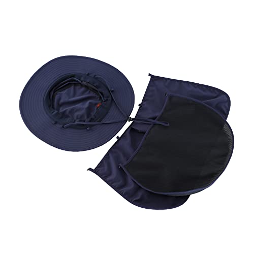 Home Prefer Upf50+ Mens Sun Hat Wide Brim Fishing Hat With Neck Flap Face Cover Sunblock Hat Navy Blue #TOP6