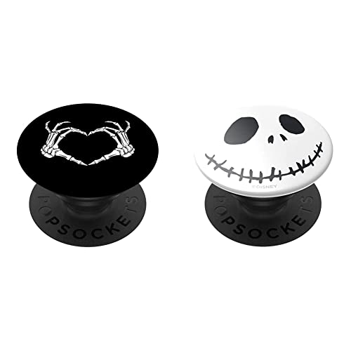 Skeleton Heart Bones Love Halloween Creepy Scary Black White PopSockets PopGrip & ââââPopSockets: Phone Grip with Expanding Kickstand, Pop Socket for Phone Jack Skellington