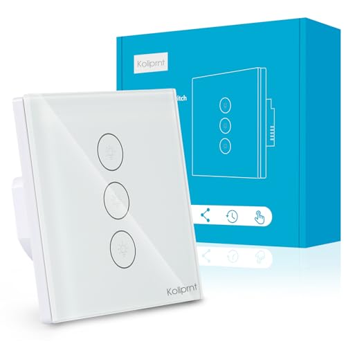Interruptor de luz WiFi, interruptor de luz inteligente, compatible con Alexa/Google Assistant compatible, se requiere cable cero, control de aplicación SmartLife, interruptor de luz de pared de panel
