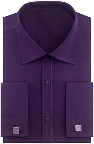 siliteelon Mens Double Cuff Long Sleeve Dress Shirts Cufflinks Included