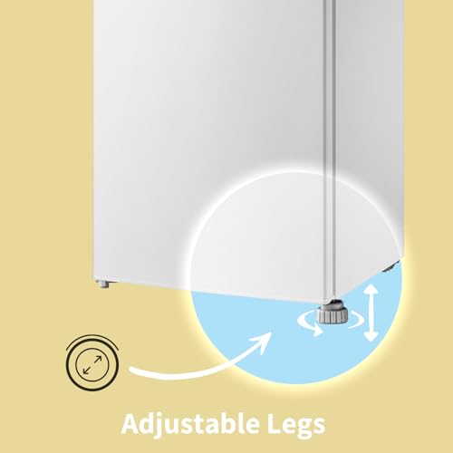 COMFEE' RCD133WH2(E) 131L Under Counter Larder Fridge, Freestanding, LED Light, Adjustable Thermostat, Reversible Door, Removable Glass Shelves, Low Noise, White - Image 6