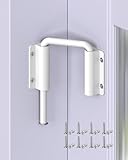 Anobeyi Multi-Angle Sliding Door Loop Lock, 90/180 Degree Aluminum Alloy Patio Lock Latch for Single/Double Barn Door, Window, Closet, Fence, Shed - Home Security U-Bolt Locks (White-1PC)