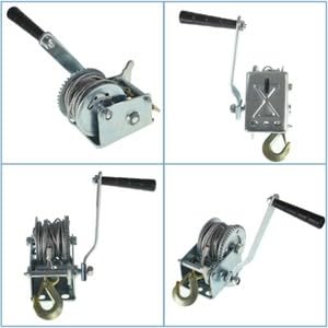 #US 800lbs Hand Winch Hand Crank Strap Gear Winch ATV Boat Trailer with 26ft Cable