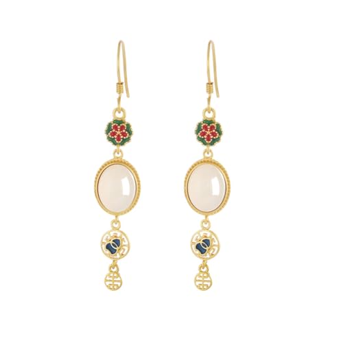 Boucles d'oreilles gourde émaillée légères anti irritation en jade