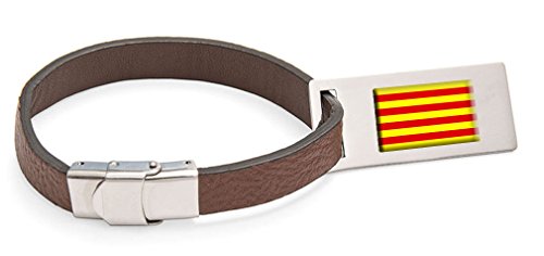 Drapeau de la Catalogne étiquette cuir pour décoration salon et bureau