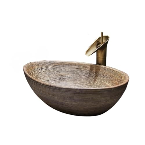 Zebeer 大きいサイズの陶器製洗面ボウルセット 置き型の手洗い器・洗面台としての機能を持ち 高温焼成されておしゃれなデザイン 高級排水金具付きの浴室用品 洗面所やトイレに適用できます M18