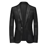 HTKLCZ Hommes Vêtements Supports imprimés Blazer Homme Vestes Hommes informels Slim Blazer Casual (Color : Black, Size : Lcode)