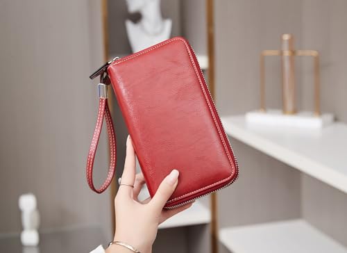 Image of Women's RFID Blocking Wallet Large Zip Around Leather Clutch with Wristlet | Large Capacity, 23 Card Slots, 2 ID Windows, Phone Holder, Soft PU Leather, RFID Secure, Coin Pocket, Checkbook Holder