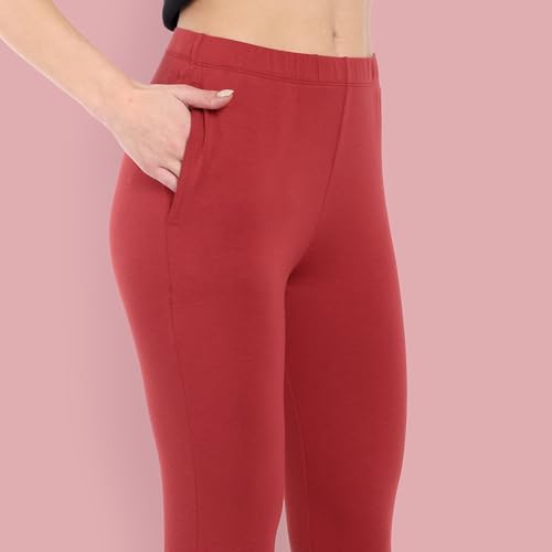 Image of ONE SKY Women Ankle Length Leggings | Premium Cotton Modal Spandex Blend | High Waist Stretchable & Bio-Washed Fabric | Colour-Lock | Ethnic Leggings for Women
